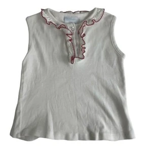 Little English White Red Ruffle Trim Tank Top Girls 5 - Picture 1 of 3