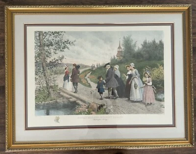 Vintage Sunday Morning In Sleepy Hollow Washington Irving Jennie Brownscombe... - Imagem 1 de 4