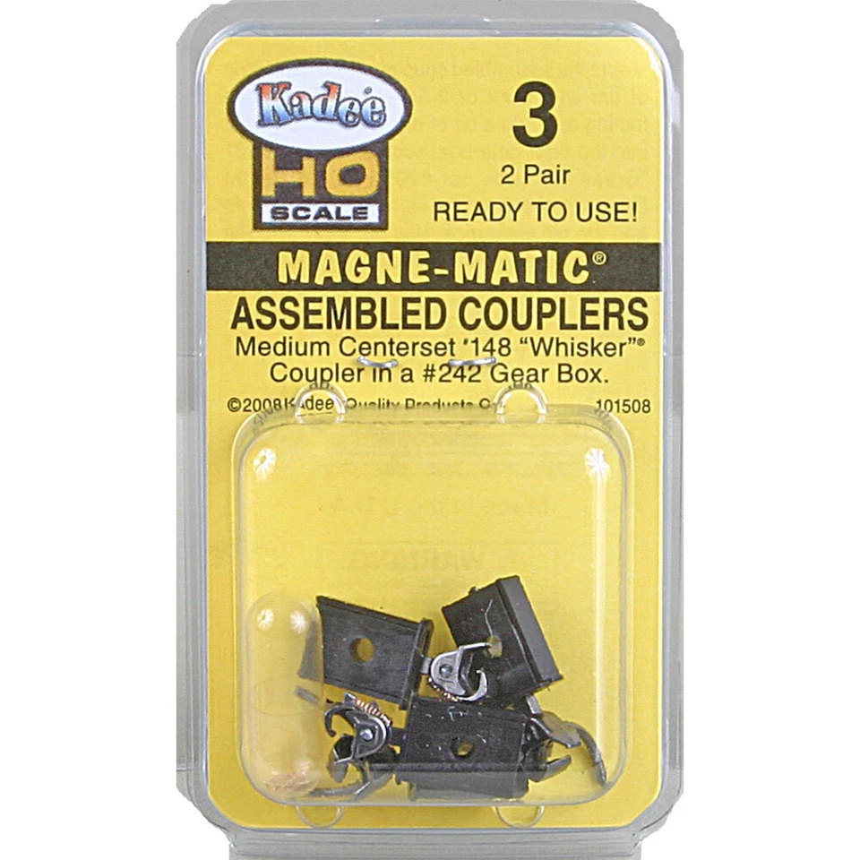 Kadee HO 2 Pair Assembled #5 Couplers With Boxes 3 Coupler Stock