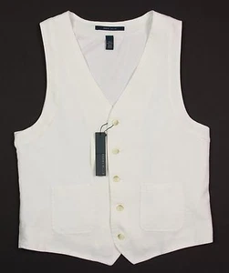 Chaleco Hombre PERRY ELLIS Blanco Lino S Pequeño NUEVO NUEVO CON ETIQUETAS Bonito! - Imagen 1 de 4