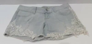 Cute GUESS Distressed Jean Booty Shorts with Lace Size: 26 - Picture 1 of 4