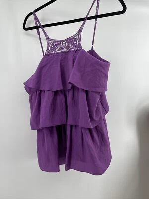 BCBG Top Women's Medium Purple Ruffled Strappy Romantic Fairy Whimsigoth - Image 1 of 2