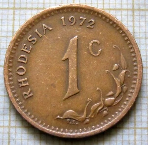 RHODESIA 1972 1 CENT, Coat of Arms Bronze km# 10 yes we do combine postage - Picture 1 of 6