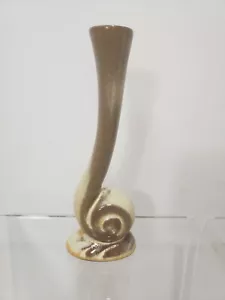 Vintage Frankoma Pottery #31 Snail Bud Vase Brown Glaze Hawaii Souvenir T15 - Picture 1 of 6
