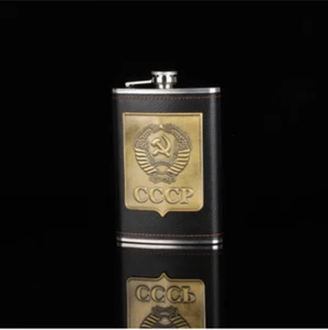 7oz 8oz Retro Leather Wrapped Stainless Steel Hip Flask Portable Whiskey Flagon - Picture 1 of 4