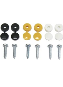Yellow Black White Plastic Number Plate Screws Nuts Bolts Fixings Fittings Fixer - Picture 1 of 1