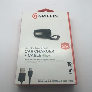 Griffin Ultra-Compact Car Charger + 3' Cable Micro USB Samsung LG Motorola HTC - Picture 1 of 2