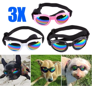 3 Pack Dog Goggles Pet Sunglasses Pet Eye Wear UV Protection Foldable Set - Picture 1 of 12