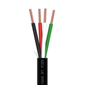 Speaker Wire 16Awg 4C 500Ft Black | Cl3R, Ofc | Bare Copper 4038-N - Picture 1 of 1