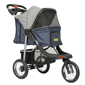 3-Wheel Foldable Pet Stroller for Small Medium Dogs & Cats Blue & Grey - Picture 1 of 6