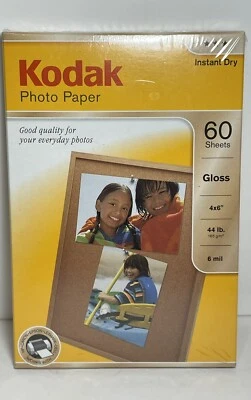 Kodak Photo Paper Instant Dry Gloss 60 sheets 4"x6" 44 lb 6 Mil New - Image 1 of 2