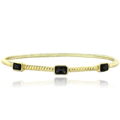 Gold Tone Onyx Rectangular Corrugated Bangle - Image 1 of 3