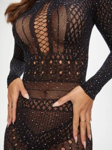 Ann Summers Jewelled Janelle Sexy Diamante Mini Dress in Black Szs 4~24 - Picture 1 of 13