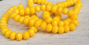 Yellow CZECH Bead Lot opaque FACETED RONDELLE GLASS 7x5mm 100 beads - Picture 1 of 3