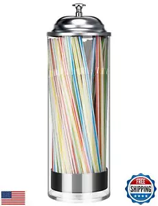 BIGINIWA Straw Holder Dispenser 100 PCS Straws includ - Clear Glass Drinking - Picture 1 of 5
