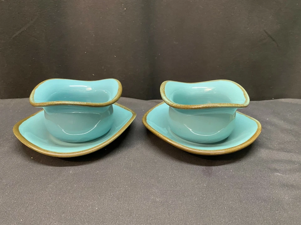 Set of 2 ~ Southern Living at Home "TUSCAN" Turquoise Tidbit Bowl & Saucer   - Image 1 of 4