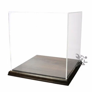 Clear Acrylic Display Case with Solid Walnut Base 8" x 8" x 8" ID - Picture 1 of 2