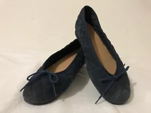 FS/NY French Sole Ballet Flats Quilted Navy Blue Suede Size US 7 / EUR 37 - Imagen 1 de 12