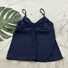 Lands End Womens Tankini Top Size 18 L Navy Blue Underwire Cups Swim