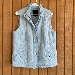 Talbots Baby Blue Quilted Vest Women's Outerwear Zip-Up Sleeveless Zip Button up - Picture 1 of 9
