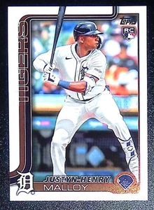 Tarjeta de béisbol de novato Justin-Henry Malloy RC 2025 Topps Series ONE #269 TIGRES - Imagen 1 de 2