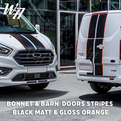 Pre Cut Stripes For Ford Transit Custom  Bonnet & Barn Door Decals  Stickers - Image 1 of 3