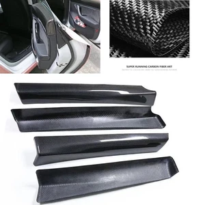 4x Carbon Fiber Car Door Panel Decor Cover Trim For Tesla Model 3 2016-2020 2017 - Picture 1 of 5