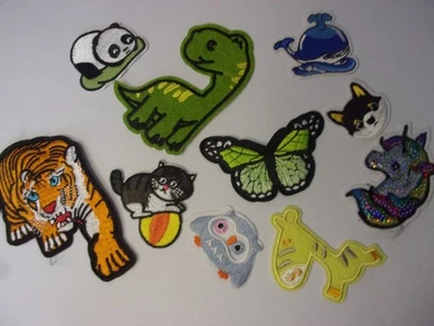 10 x Iron On Sew On Patches Motifs Badges Mixed Sizes Animal Theme A5 - Image 1 of 2