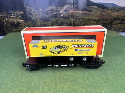 LIONEL 6-26613 FLAT CAR WITH #98 MENARDS RACING SEMI TRAILER NEW IN BOX! (1045) - Image 1 of 4