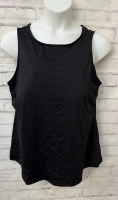 Traje de baño Tankini negro modesto Lands’ End cuello alto Plus 20 W/L adelgazante playa Foto 1 de 4