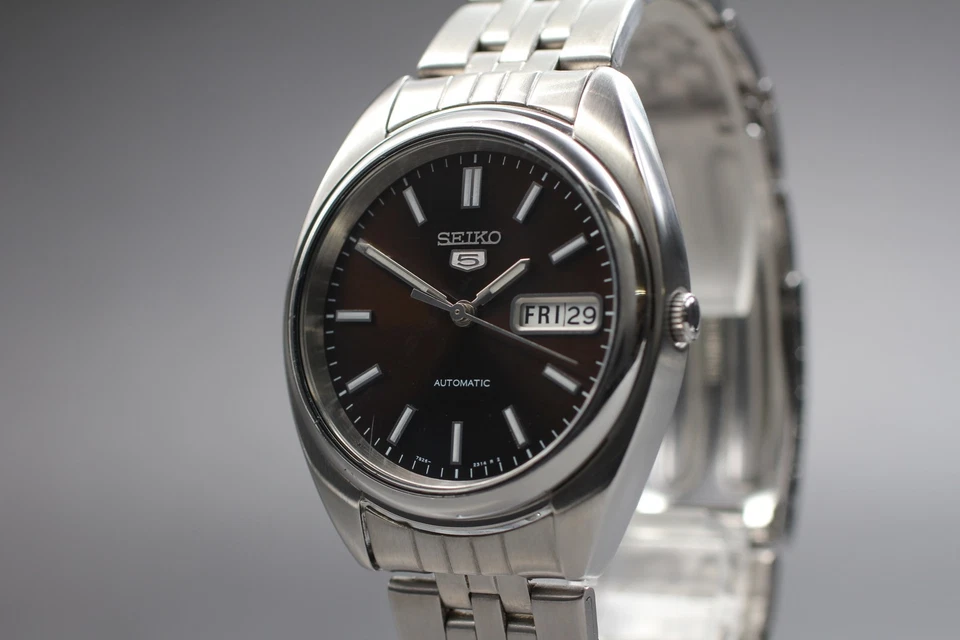 【Casi COMO NUEVO】 SEIKO 5 7S26-0430 esfera marrón fecha plateada reloj automático para hombres JAPÓN Foto 1 de 4