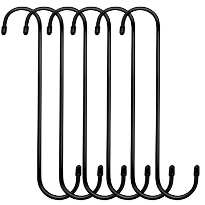 ESFUN 6 Pack 10 inch Extra Large S Hooks Black Heavy Duty Long S Hooks for Ha... - Image 1 of 4