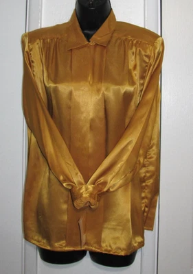 VTG NWT Marigold Button Blouse Design Elements Long-Sleeve Front-Pleats Wm. 14 - Image 1 of 4