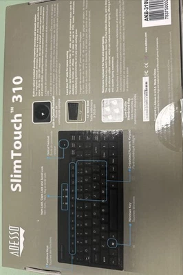 Adesso AKB-310UB SlimTouch 310 Mini Trackball USB Keyboard, Black Sealed - Image 1 of 2