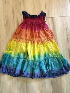 Pandemonium Girls Rainbow Tie Dyed Tiered Sundress Lined Pockets Size 6x Summer - Picture 1 of 5