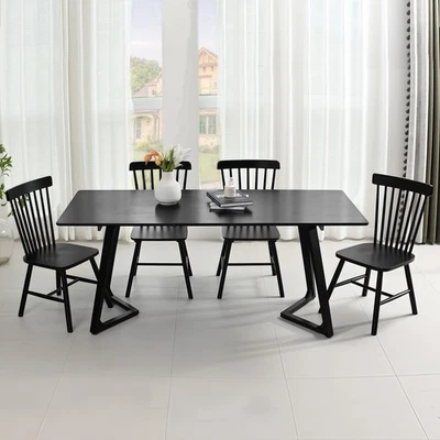 Mesa de comedor grande de madera maciza de 59 pulgadas para 4-6 personas, mesa de cocina moderna de roble... Foto 1 de 4