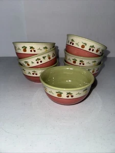 7 Vintage Pfaltzgraff Pistoulet von Jana Kolpen Dessert-/Beerenschalen grün rot - Bild 1 von 6