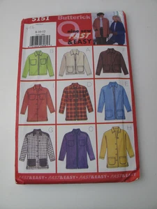 Chaqueta Butterick 5151 Misses Petite patrón de costura fácil 8-12 *sin cortar* (C) - Imagen 1 de 5