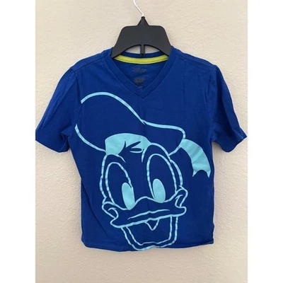 Disney Donald Duck Blue V-Neck T-Shirt Kids Size S (6-7) Spotted ZebraA752 - Image 1 of 4