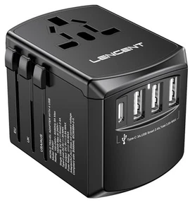 LENCENT Universal Travel Adapter, International Charger with 3 USB Ports and Typ - Picture 1 of 5