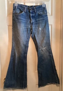 Vintage 70’s Levi’s Orange Tab Bellbottom Flare Faded Denim Hippie Jeans 30” X 32” - Bild 1 von 12