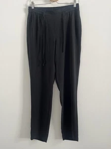 Eileen Fisher Black Silk Elastic Waist Drawstring Pants Womens Sz Small Pockets - Picture 1 of 7