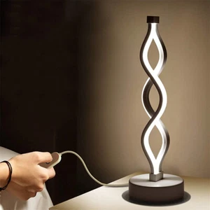 Bedside Lamp 3-Way Dimmable Spiral LED Table Lamp Nightstand Desk Reading Light - Picture 1 of 12