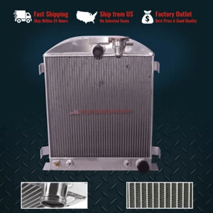 3Row All Aluminum Radiator Fit 1937 1938 1940 Ford Chopped Car& Chevy V8 Engine - Picture 1 of 6