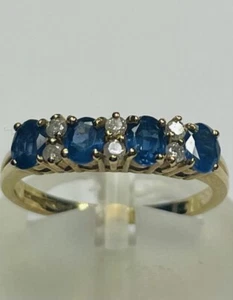 9ct Gold Sapphire & Diamond ETERNITY Ring - Picture 1 of 2
