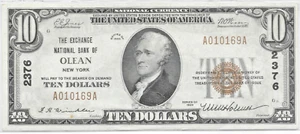 1929 Exchange National Bank of Olean NY $10 T1 AU - Picture 1 of 2