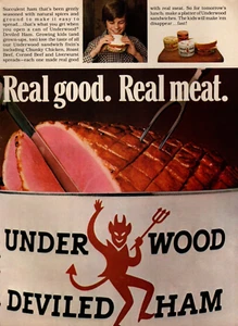 vtg 1970s UNDERWOOD DEVILED HAM PRINT AD Real Good Real Meat Advertisement Pinup - Picture 1 of 1