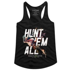 Monster Hunter World Hunt Em All Capcom Video Game Women's Tank Top Shirt - Picture 1 of 3