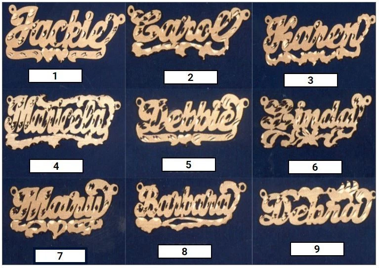 Персонализированный серебро золото любое имя пластина сценарий цепочка ожерелье 9 стилей - Изображение 1 из 2