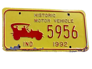 Indiana 1992 Historic Motor Vehicle Car License Plate 4908 Vintage - Imagen 1 de 3
